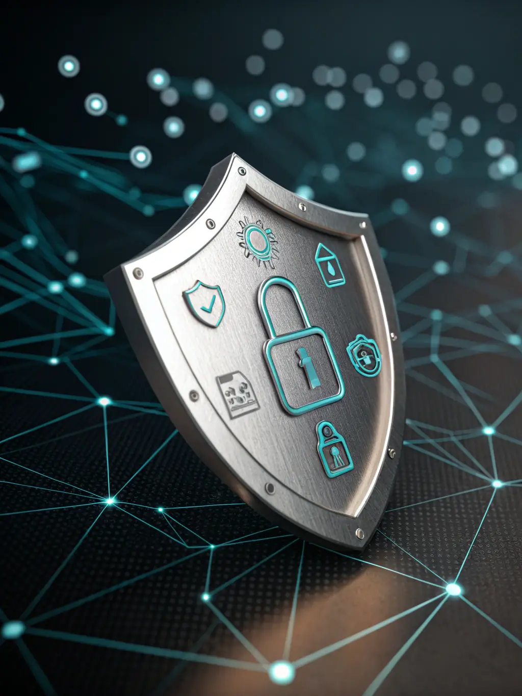 A graphic showing a shield with a lock inside, surrounded by lines of code, representing the advanced security measures implemented by PixEGen Solutions.