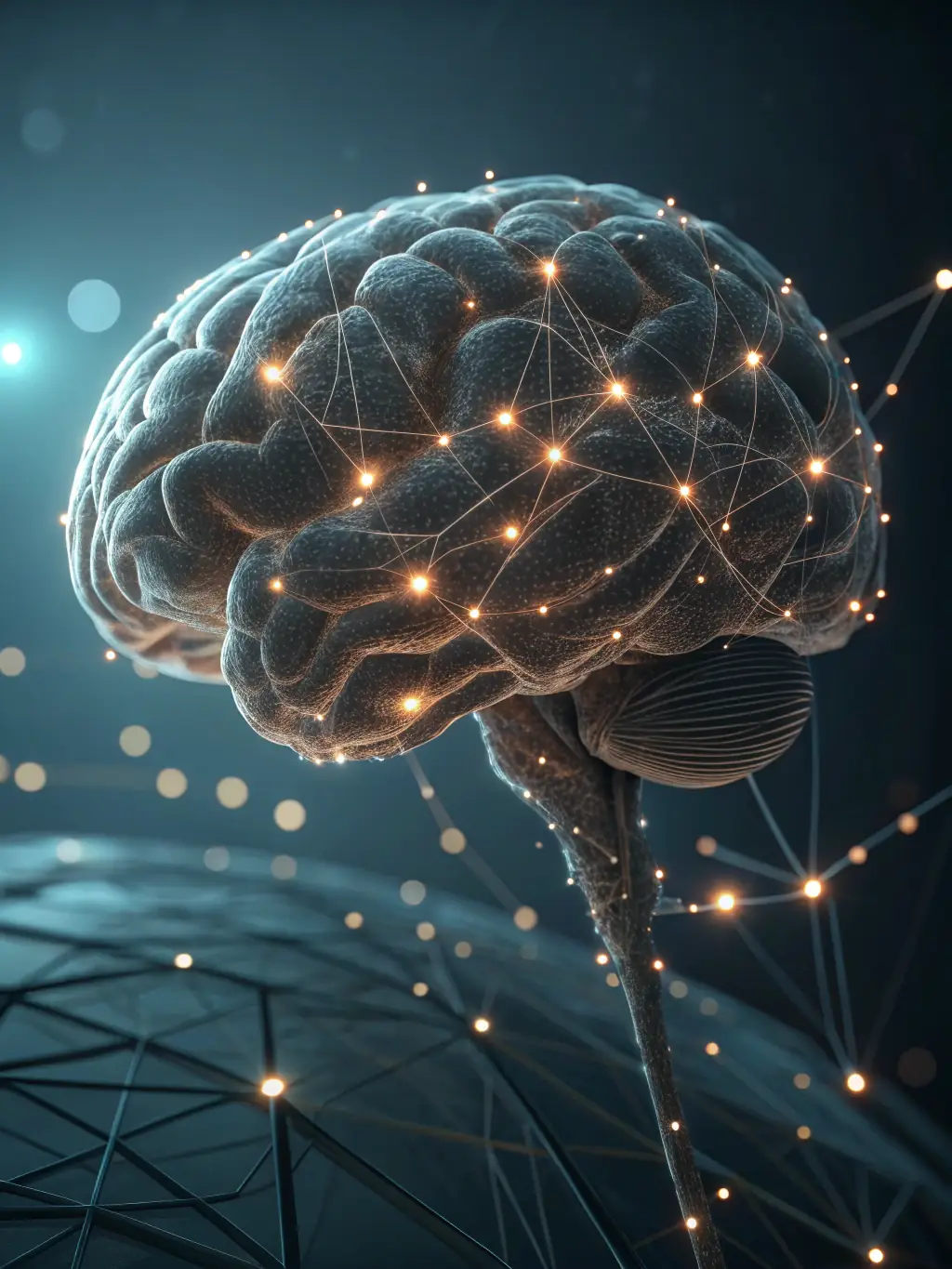 A digital illustration of a brain composed of website code, symbolizing AI-driven design innovation at PixEGen Solutions.